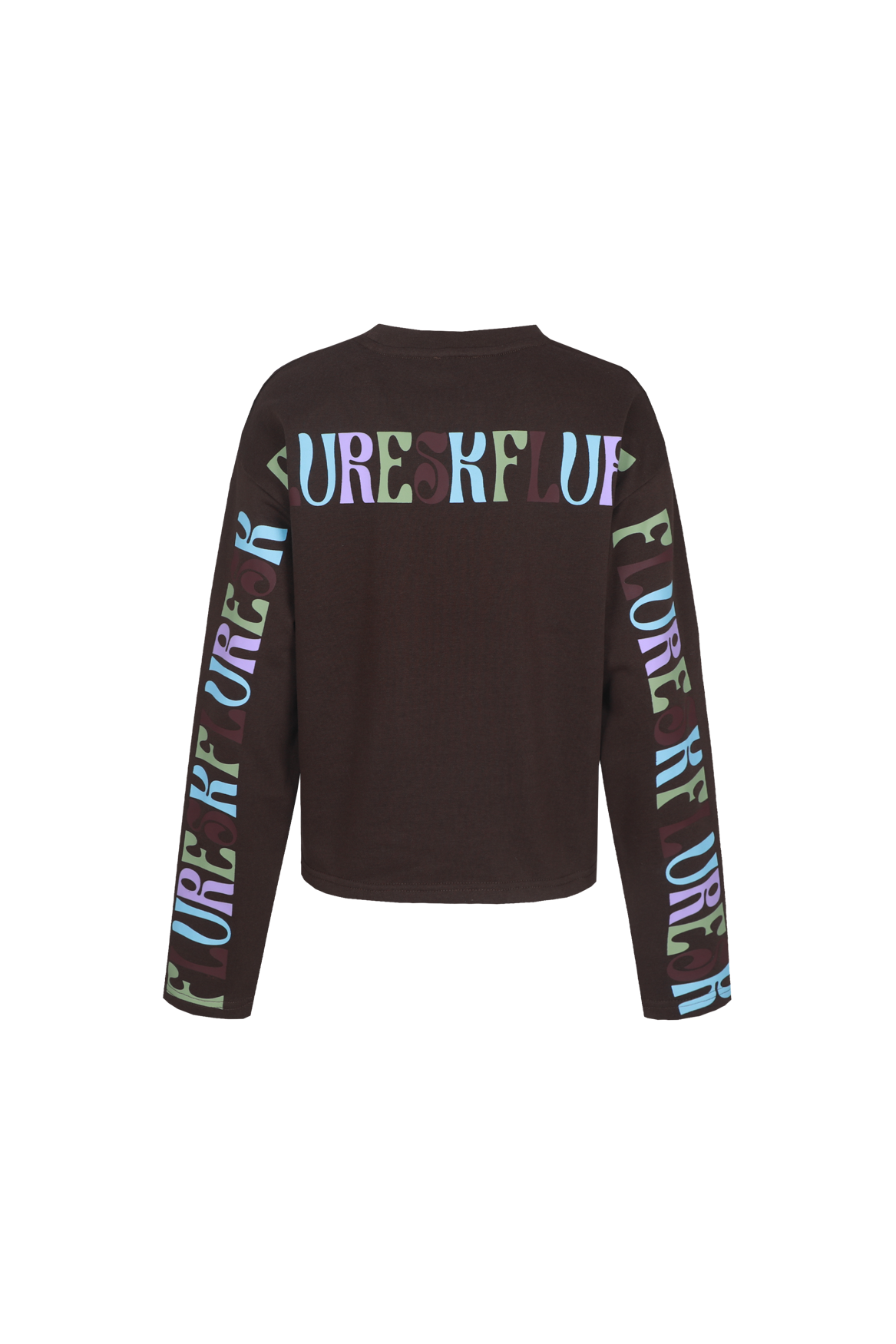 Fluresk bruine longsleeve met opdruk model Anya sweater dark chocolate