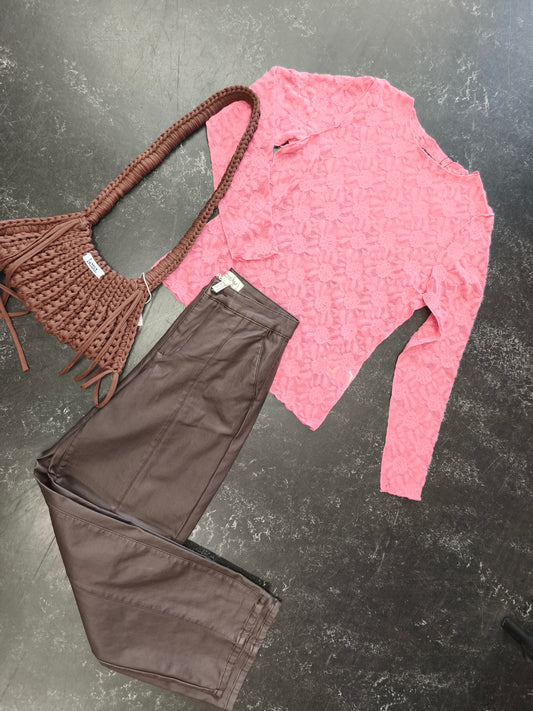 Soulmate kanten longsleeve roze model Florin Chalk pink 11054