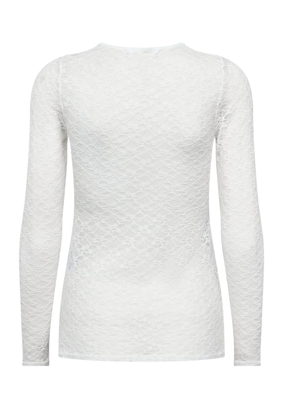 Sisters Point offwhite lace longsleeve model Gimas top cream 