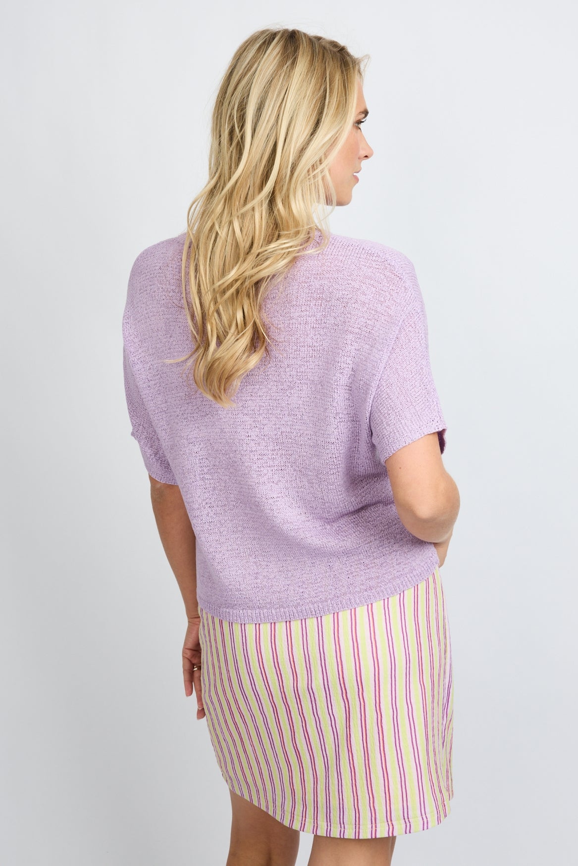 Fluresk lila top model Niala knitting Orchid purple 