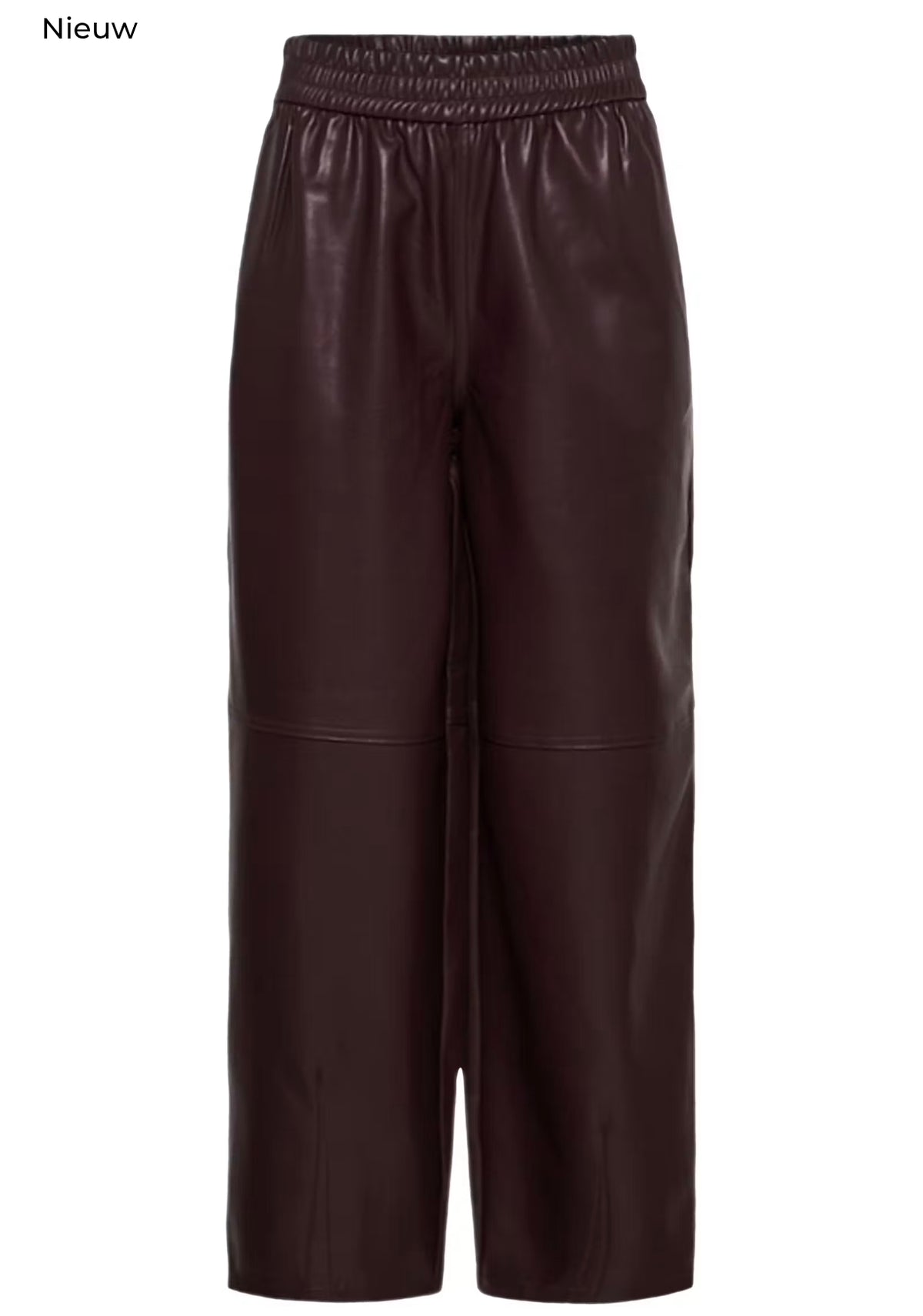 Kaffe broek leather look bordeaux rood barrel fit enkel lengte KAarense Broek fudge red