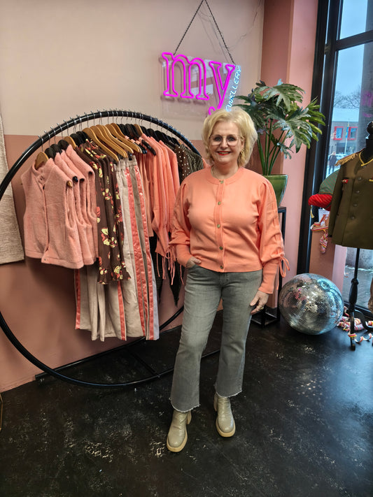 Para Mi jeans licht grijs model Mila mini flare lengte 28 light grey denim