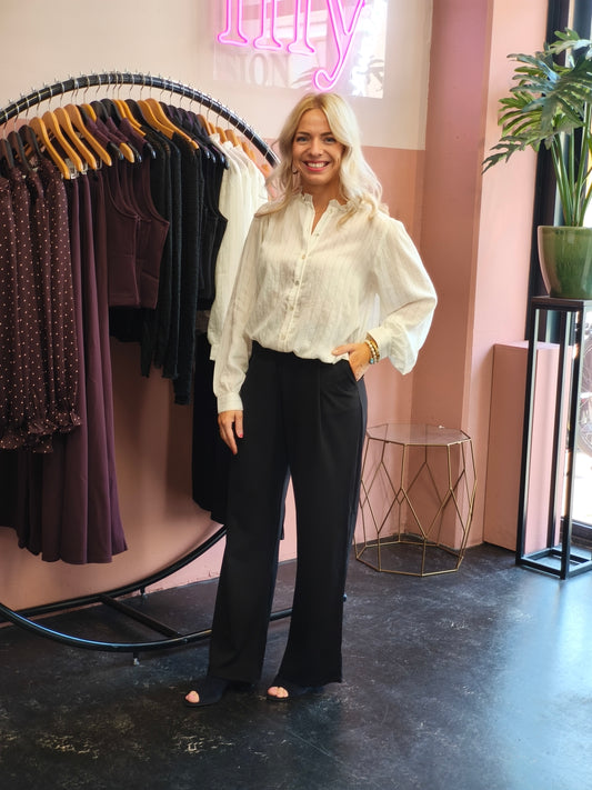 Sisters Point blouse offwhite met strepen model Egga sh bamboo stripe 