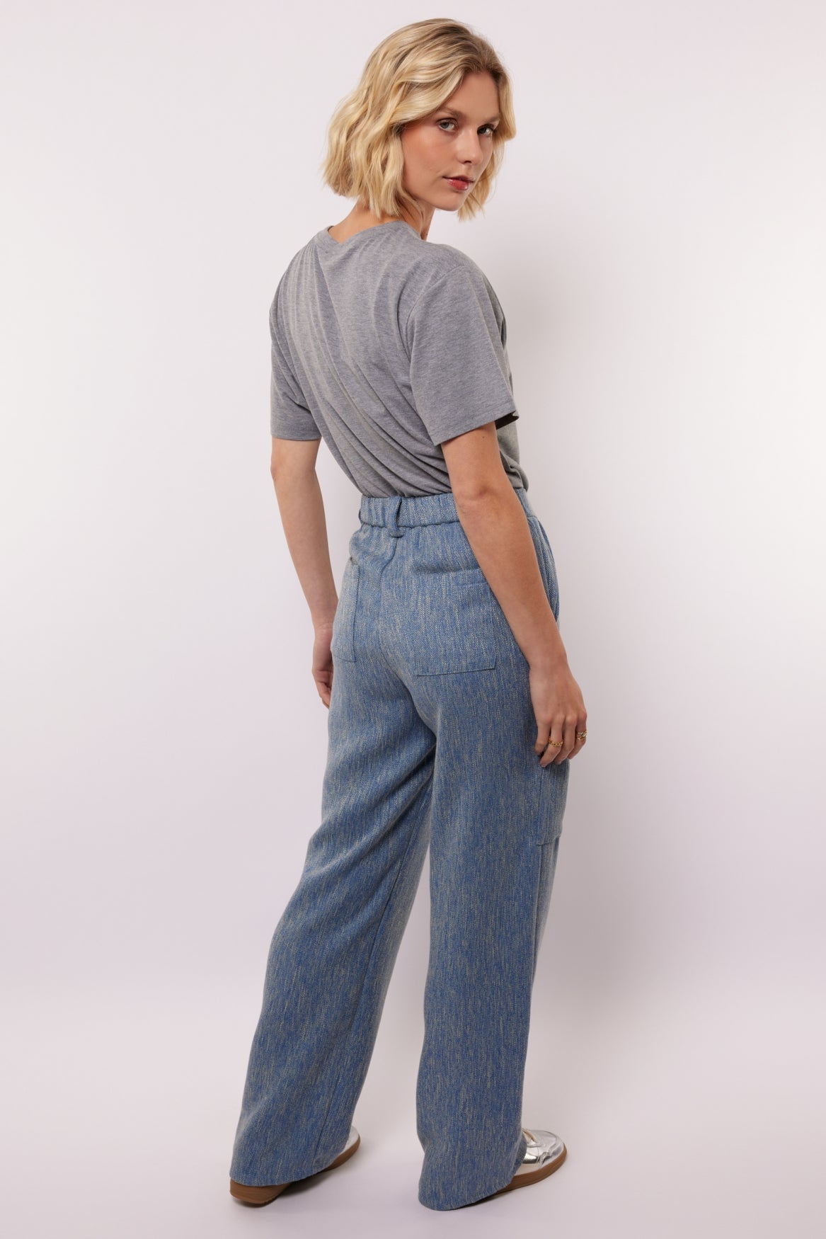 Fluresk broek cargo blauw met geel gemêleerd model Lieke pants Crip blue 