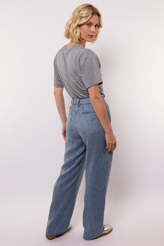 Fluresk broek cargo blauw met geel gemêleerd model Lieke pants Crip blue 