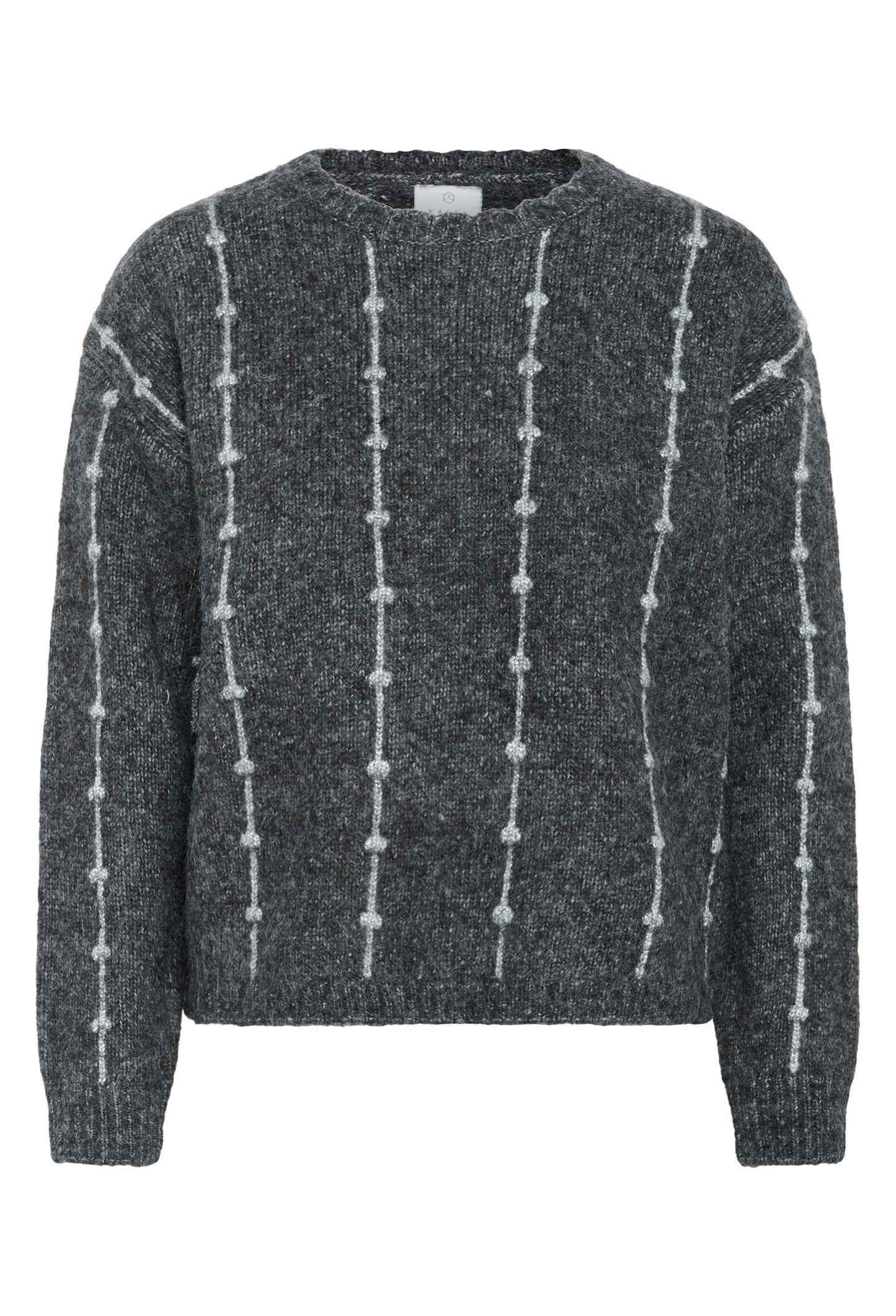 Kaffe trui grijs met glitter detail model KAlianna Pullover dark grey melange 