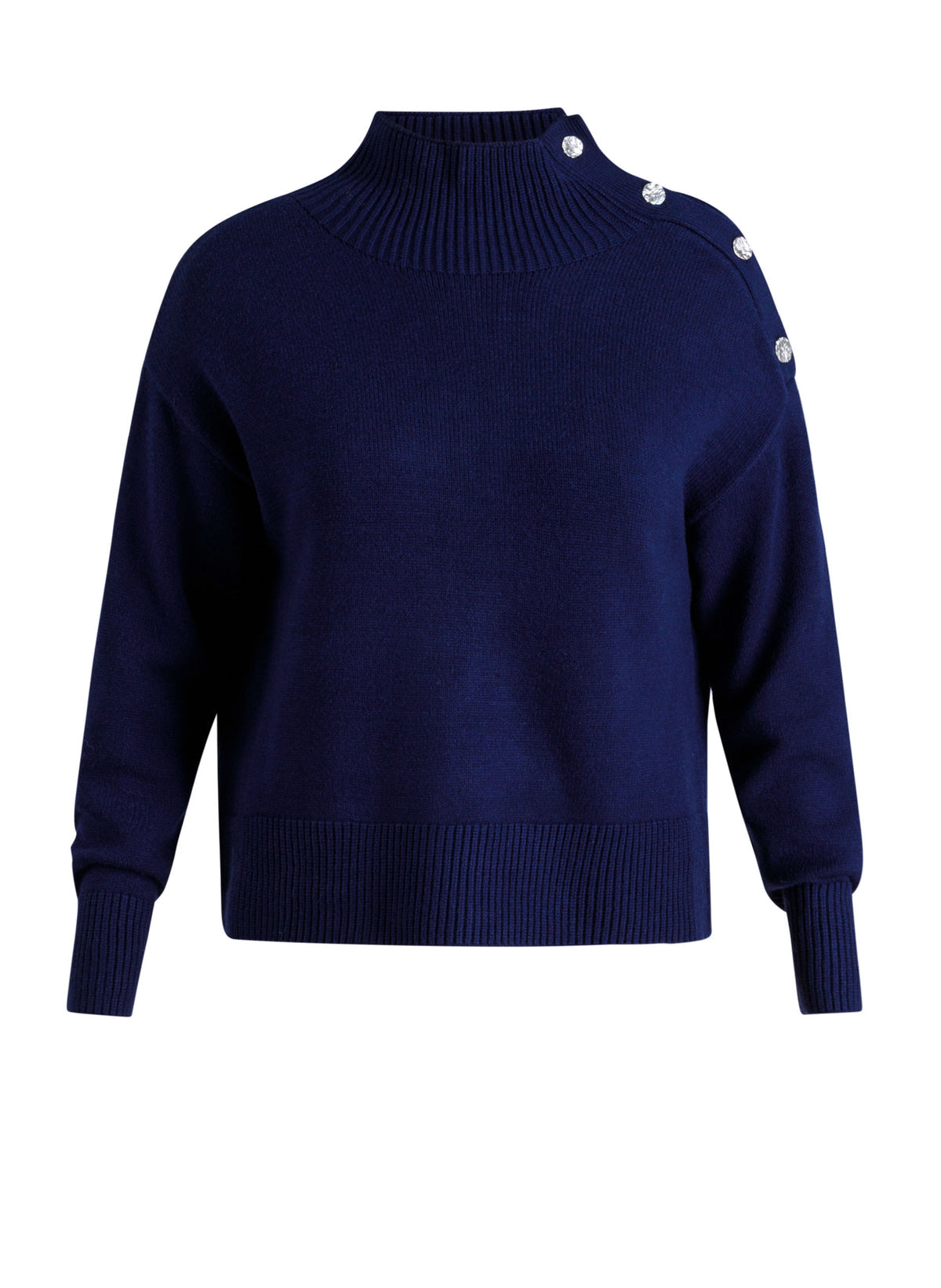 Yest trui donker blauw met coll model Chantal Essential Dark Blue