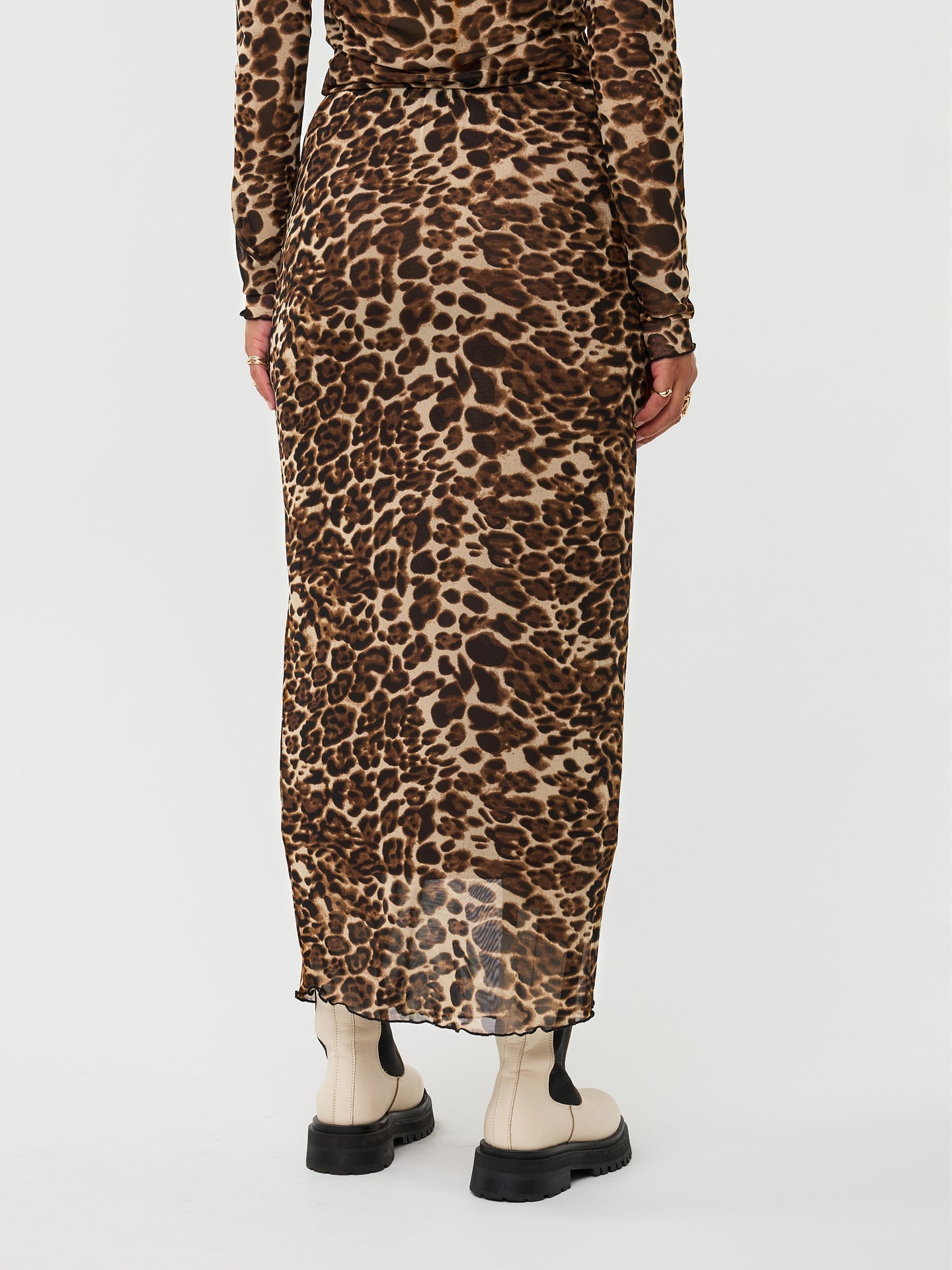 Ydence rok panterprint lang model Skirt Safia Leopard