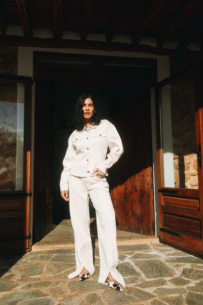 Refined Department jeans zandkleur met slangen stuctuur model Selma Pants Kit