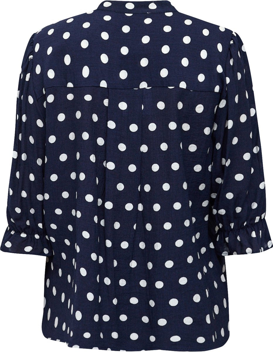 Sisters Point blauw polka dot stippen blouse model Venny navy