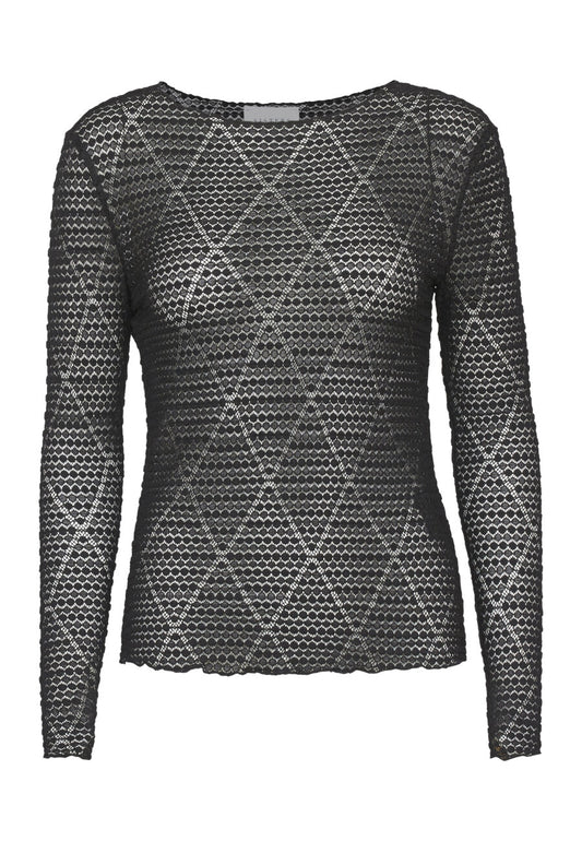 Sisters Point longsleeve doorschijnend zwart patroon model Velka LS black