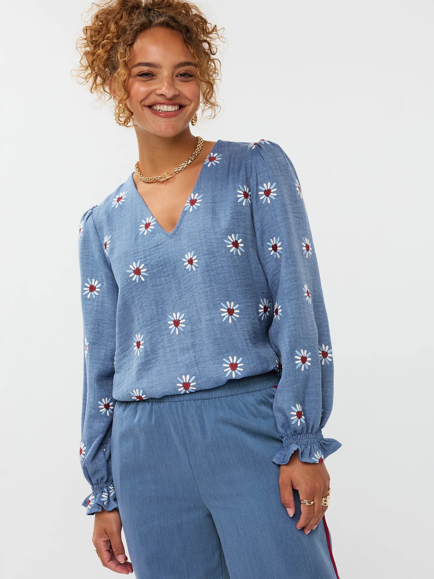 Ydence blouse blauw model Philou denim blue