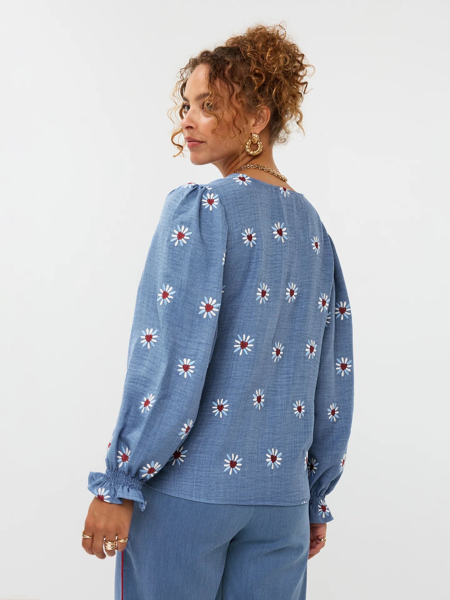 Ydence blouse blauw model Philou denim blue