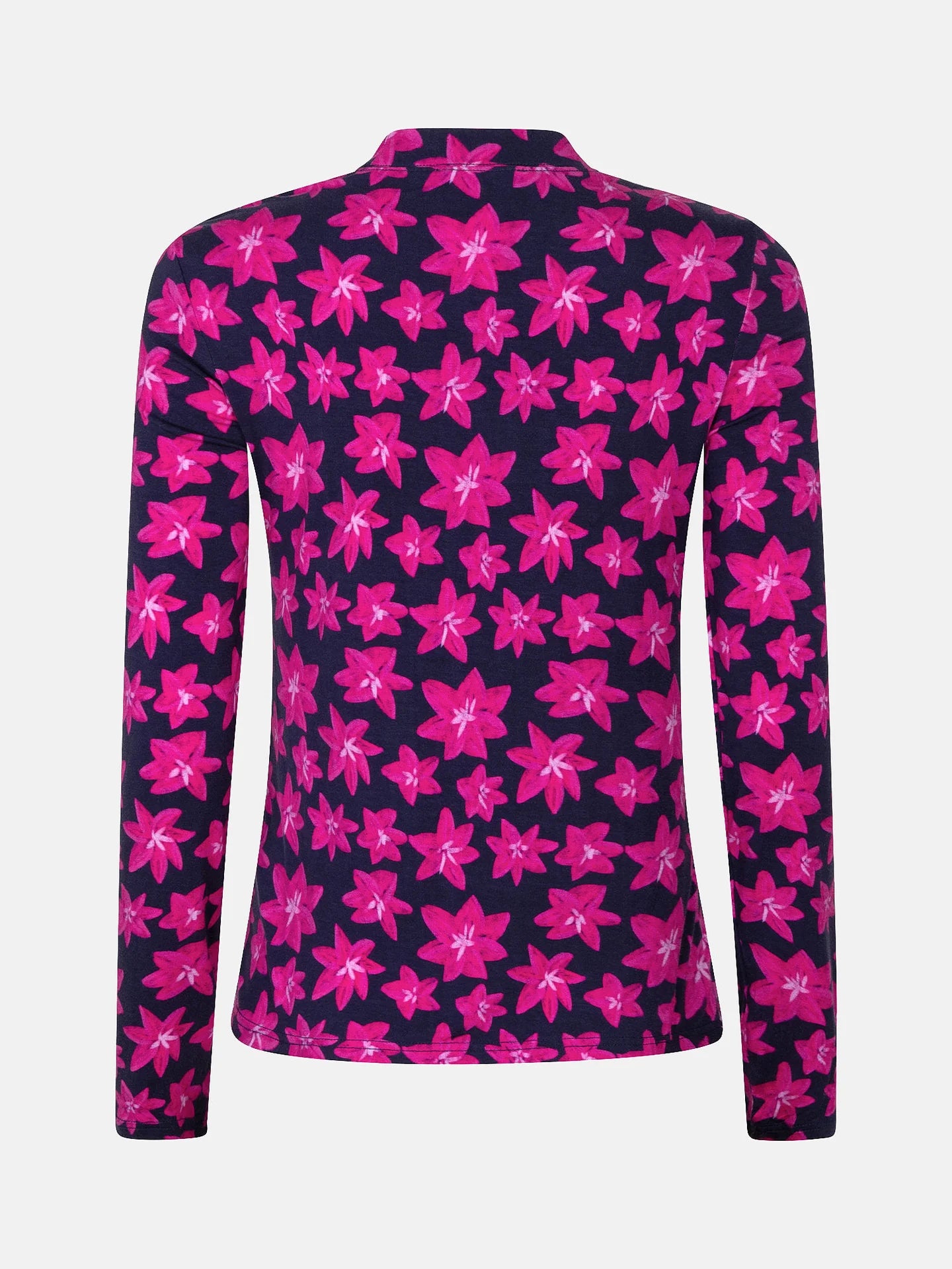 Ydence col longsleeve donkerblauw met roze bloemen print model Top Vanya navy flower