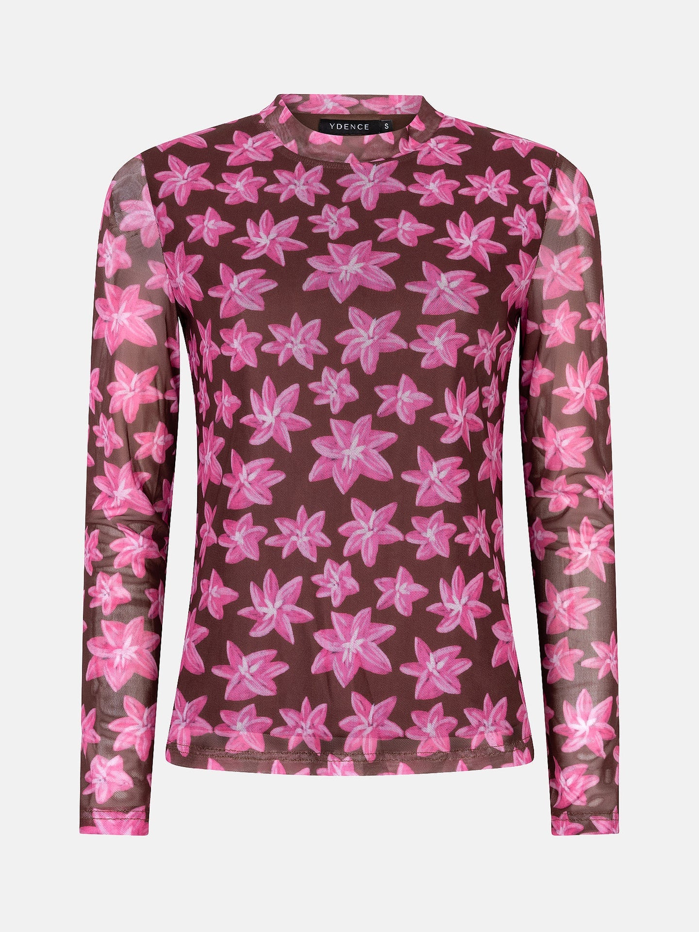 Ydence top bruin met roze bloemen print model Top Willemijn brown flower