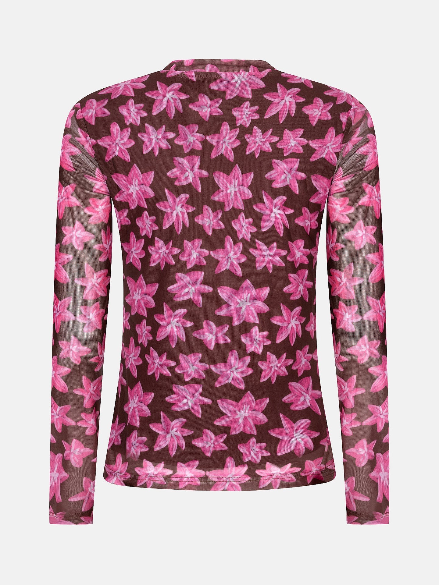 Ydence top bruin met roze bloemen print model Top Willemijn brown flower