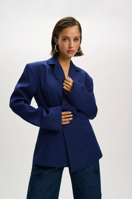 Refined Department blazer blauw getailleerd model Yara Navy