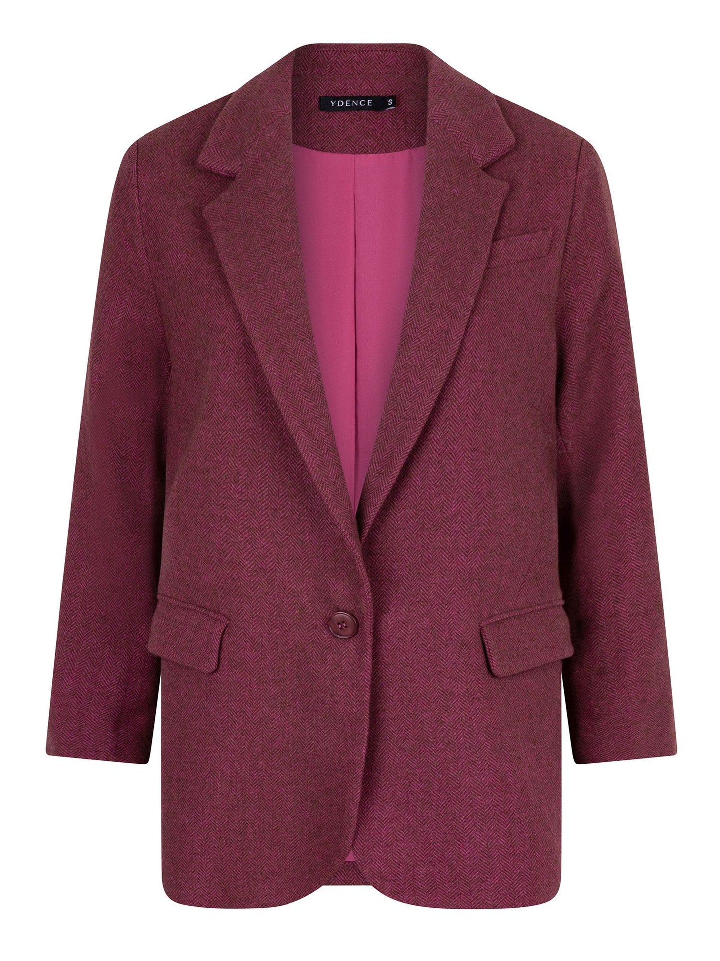 Ydence blazer roze bruine visgraat model Lennox pink