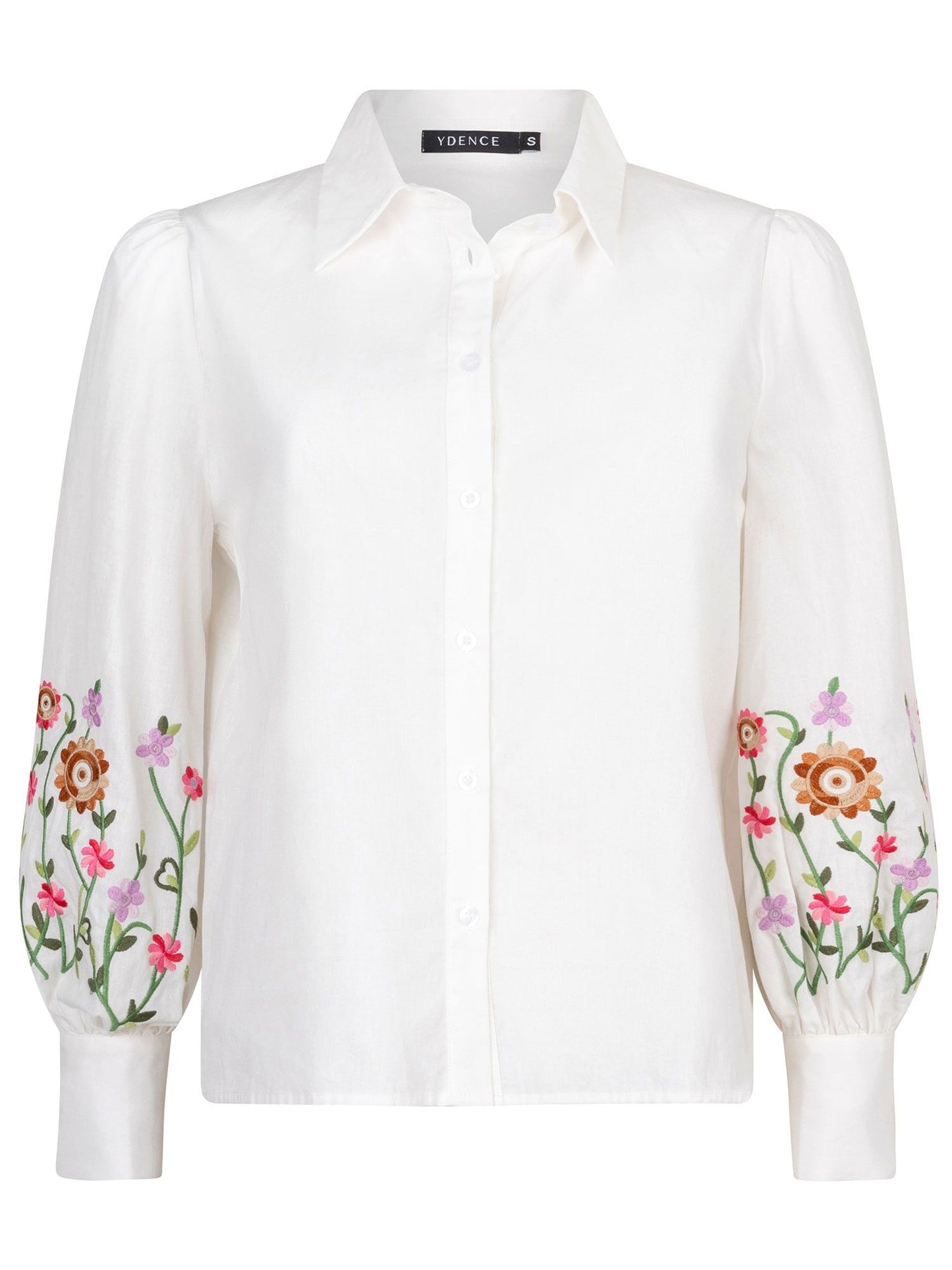 Ydence blouse wit met borduursel mouw model blossom white pink lilac