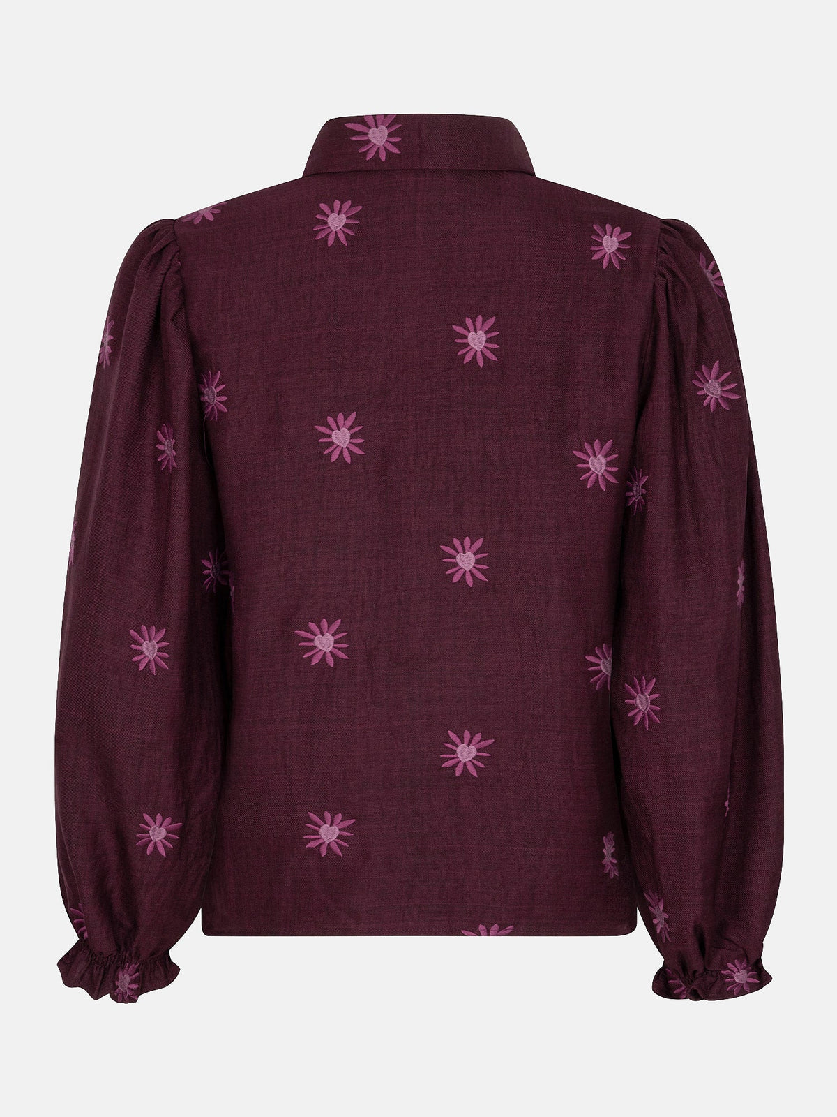 Ydence blouse bordeaux plum borduursel model Jasmijn top