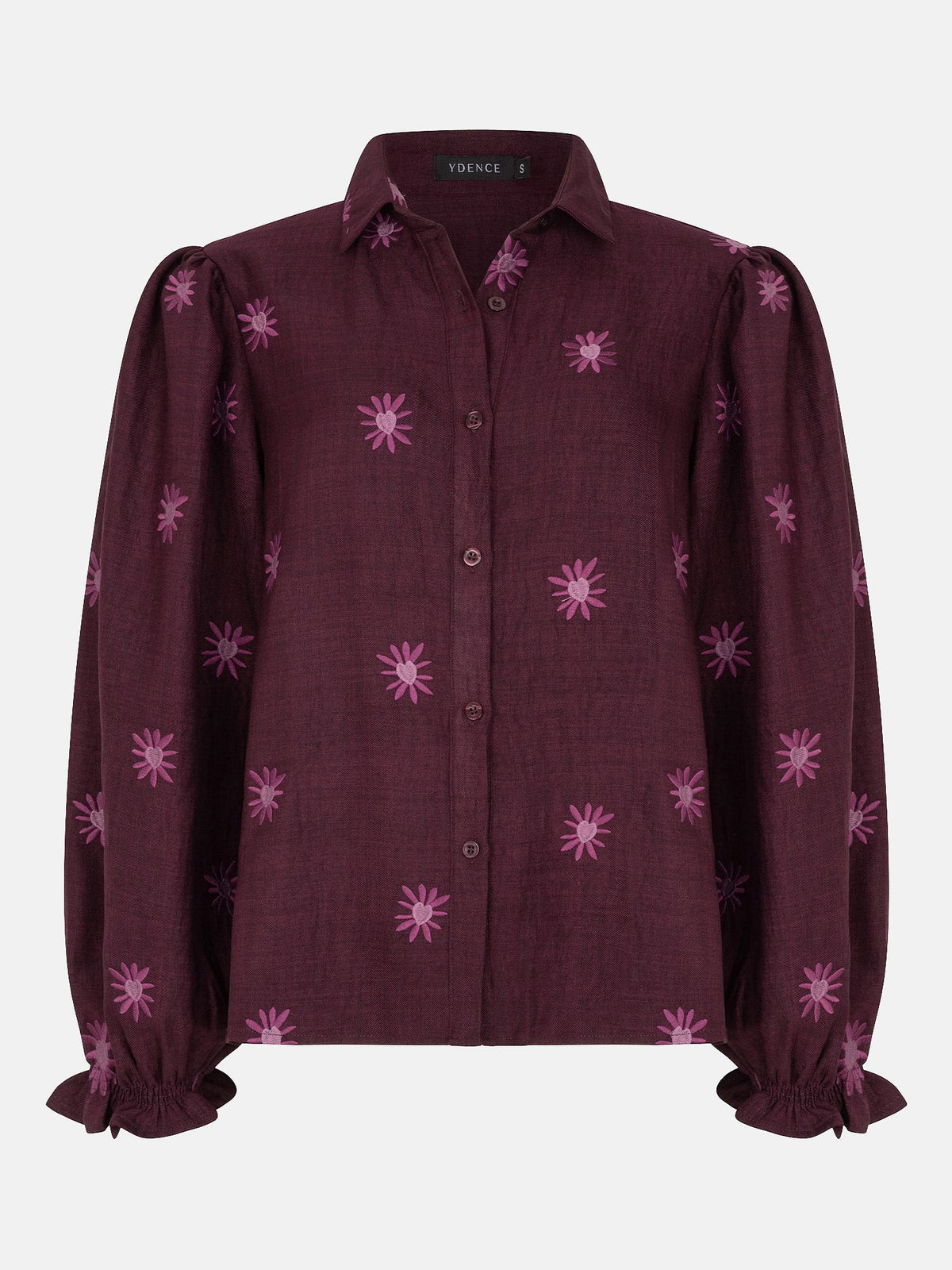 Ydence blouse bordeaux plum borduursel model Jasmijn top