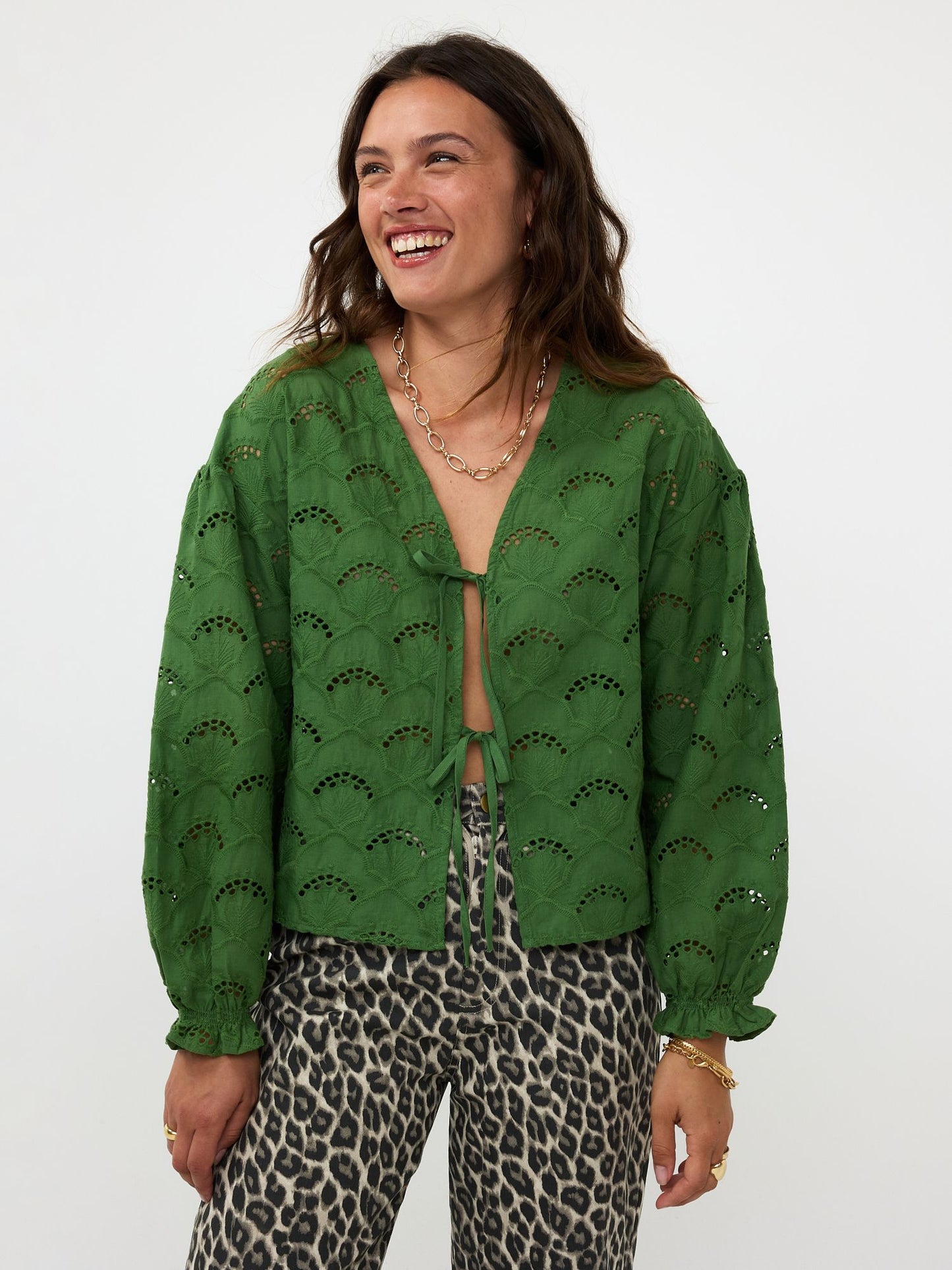 Ydence blouse groen model Eve broderie