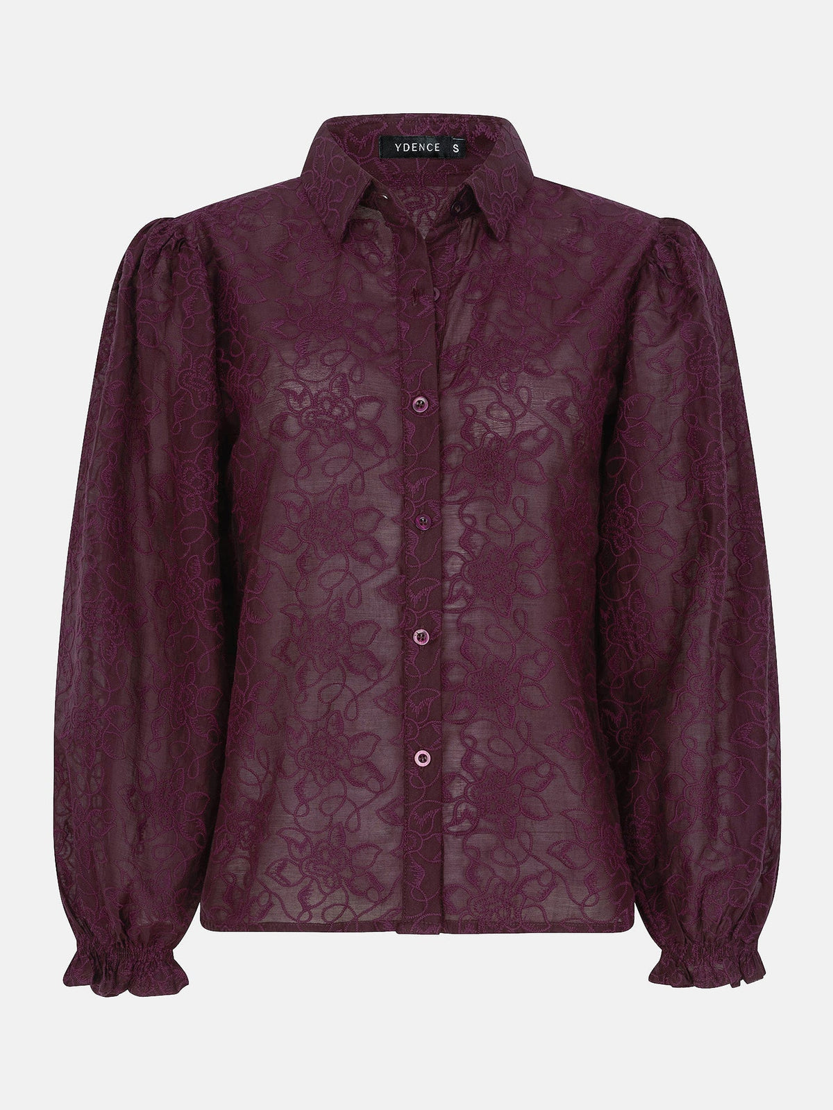 Ydence blouse bordeaux rood met borduursel model Victoria Burgundy