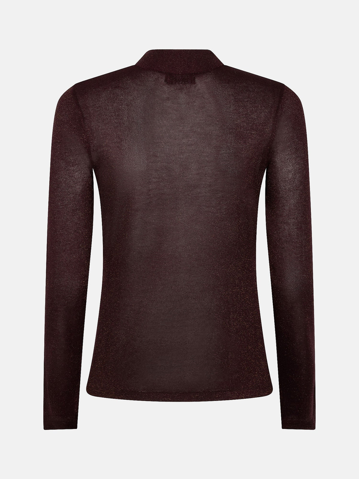 Ydence fijn gebreid licht doorschijnend met glitter bordeaux paars model Knitted Lotte top Plum