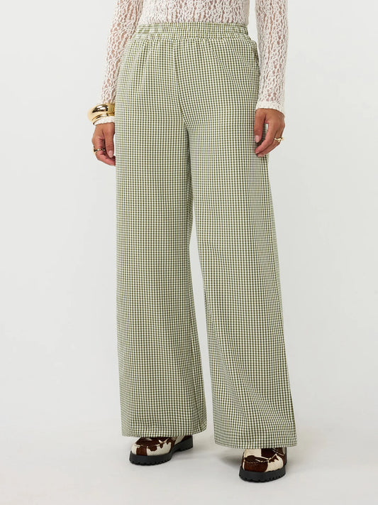 Ydence broek groen offwhite ruit model Pants Celeste green check vichy