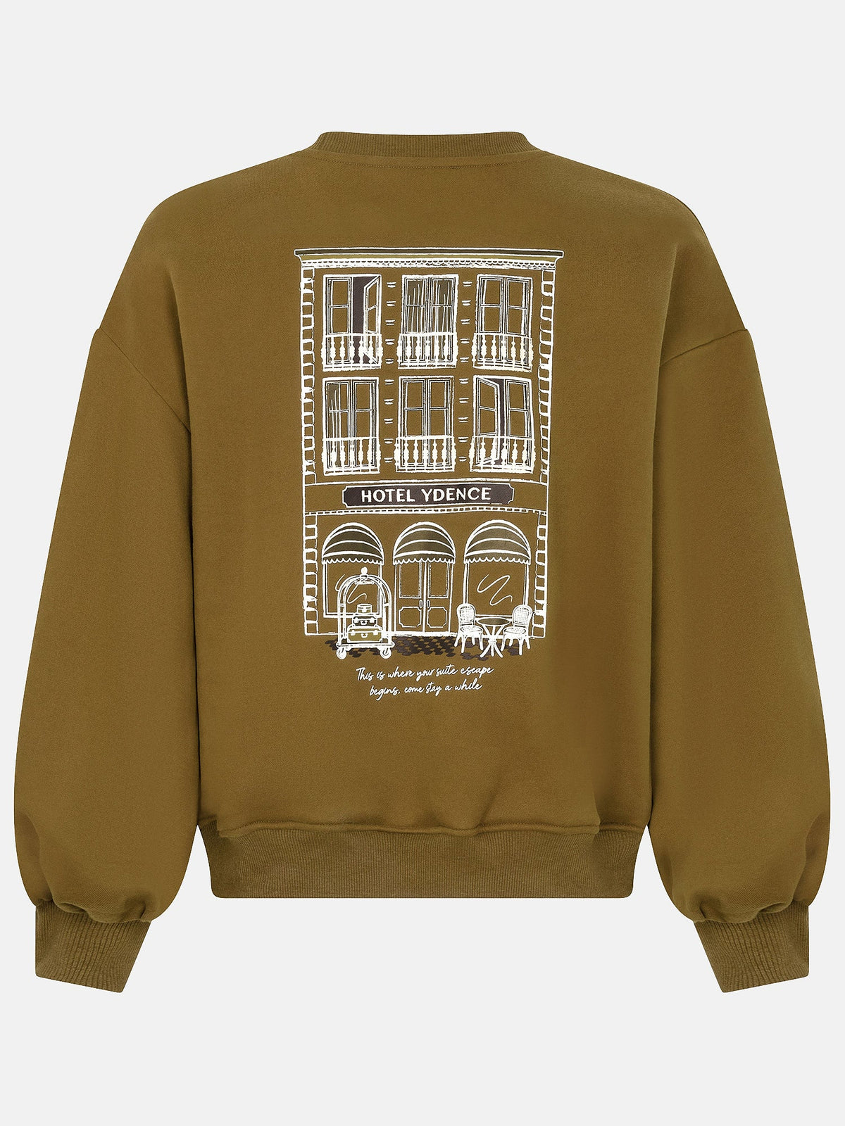 Ydence sweater olijf groen model Hotel Ydence olive
