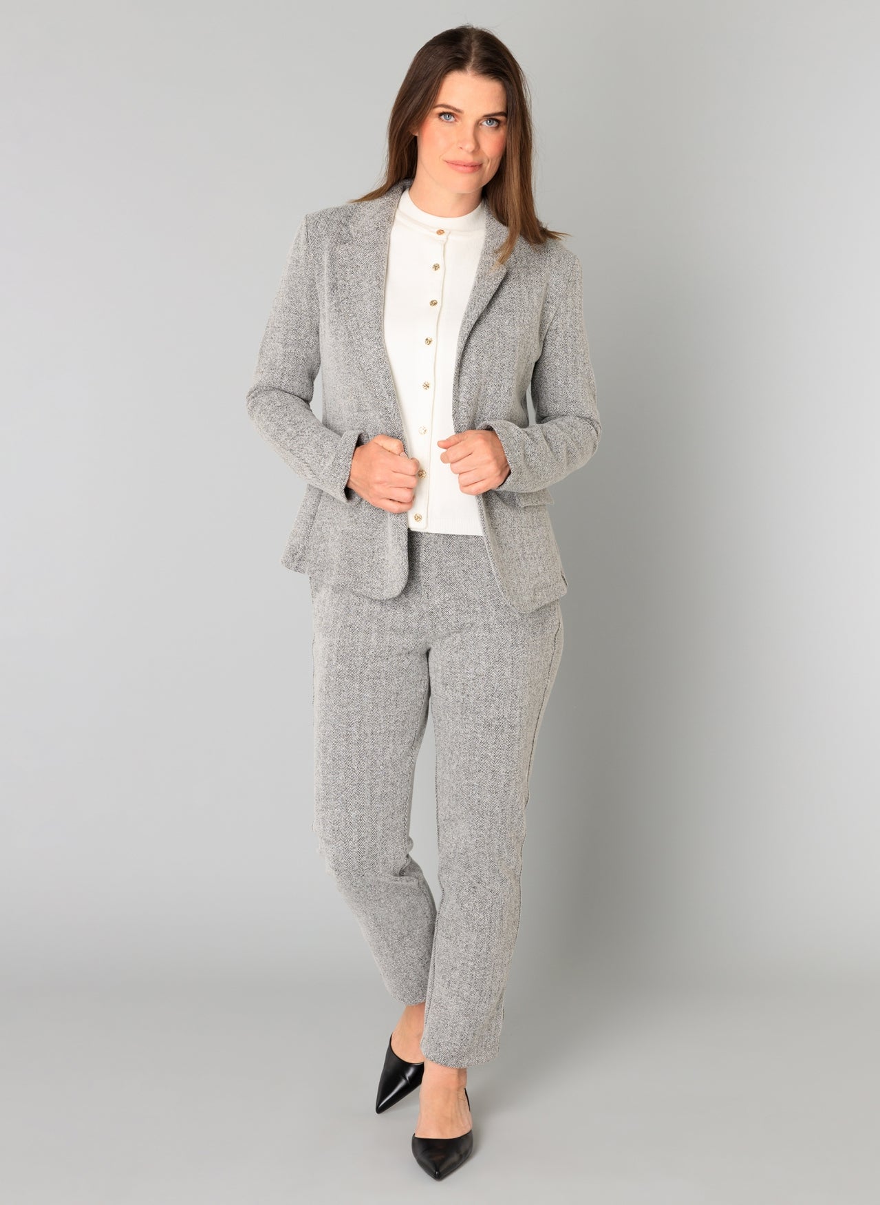 Yest blazer grijs gemeleerd model Berta silver grey melange