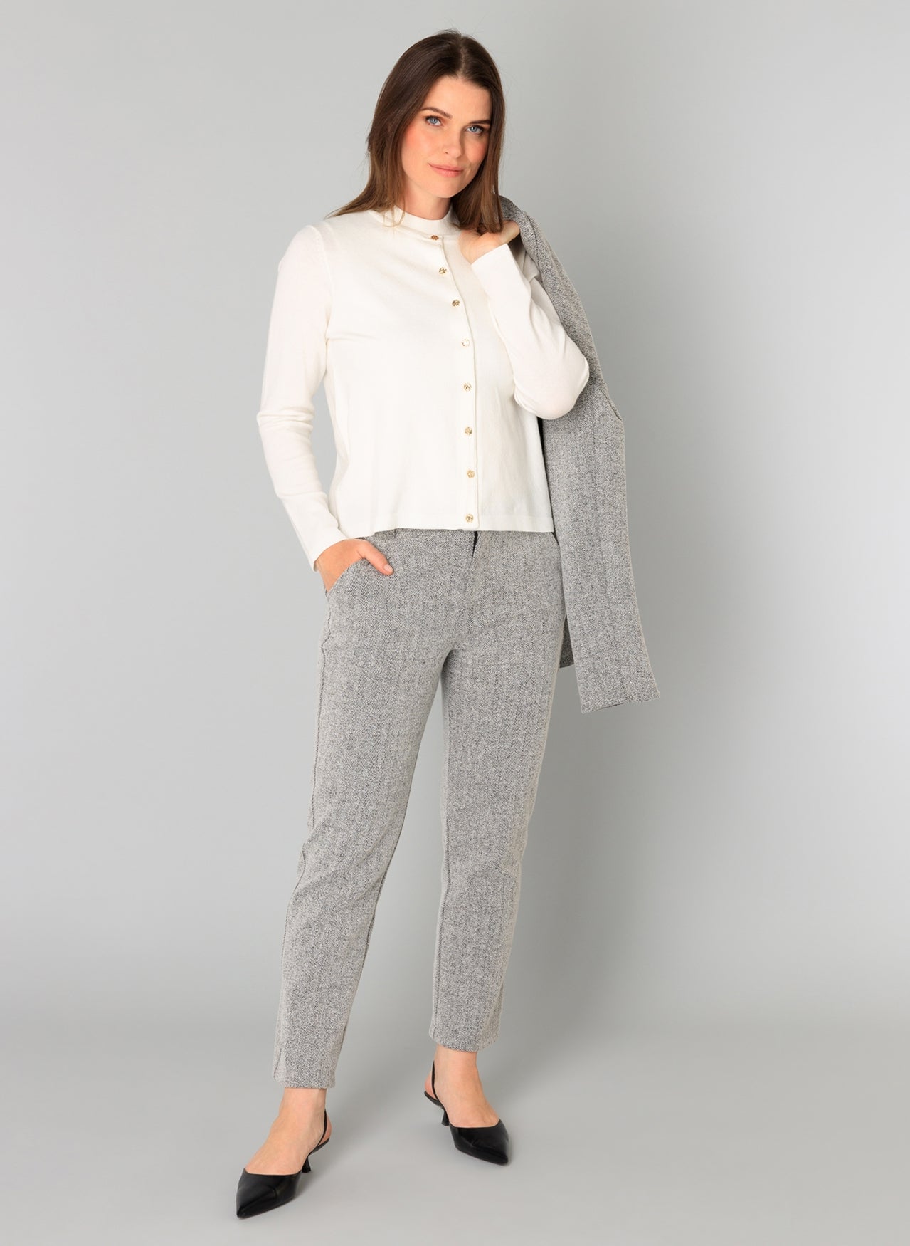 Yest blazer grijs gemeleerd model Berta silver grey melange