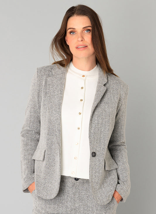 Yest blazer grijs gemeleerd model Berta silver grey melange