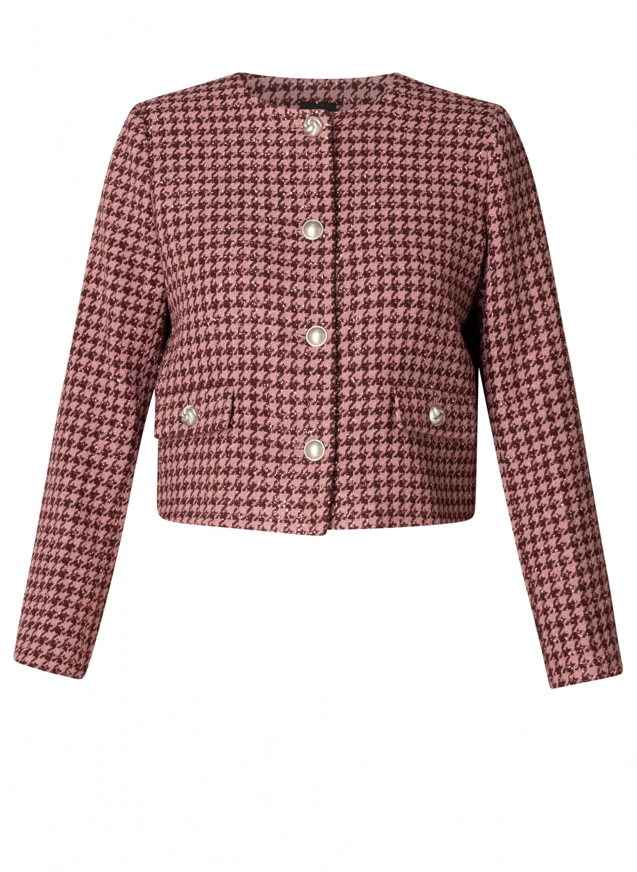Yest blazer roze pied de poule met lurex model Blanid dark rose