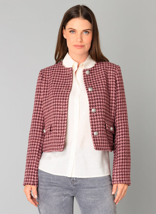 Yest blazer roze pied de poule met lurex model Blanid dark rose
