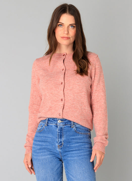 Yest vest roze cardigan model Naomi essential dark rose melange