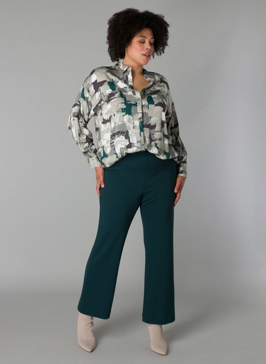 Yesta broek groen model Sabeen flared fit Pine green