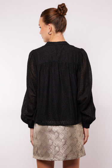 Fluresk blouse zwart met fijn glittertje model Zaira black