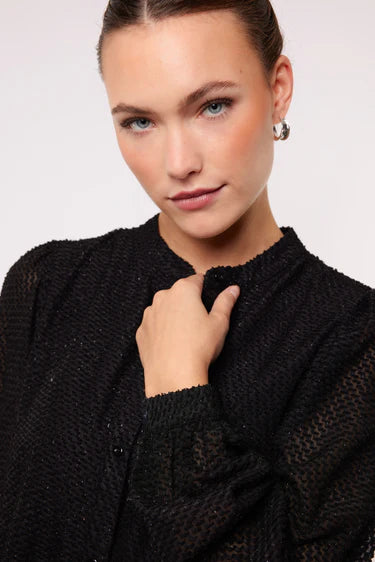 Fluresk blouse zwart met fijn glittertje model Zaira black