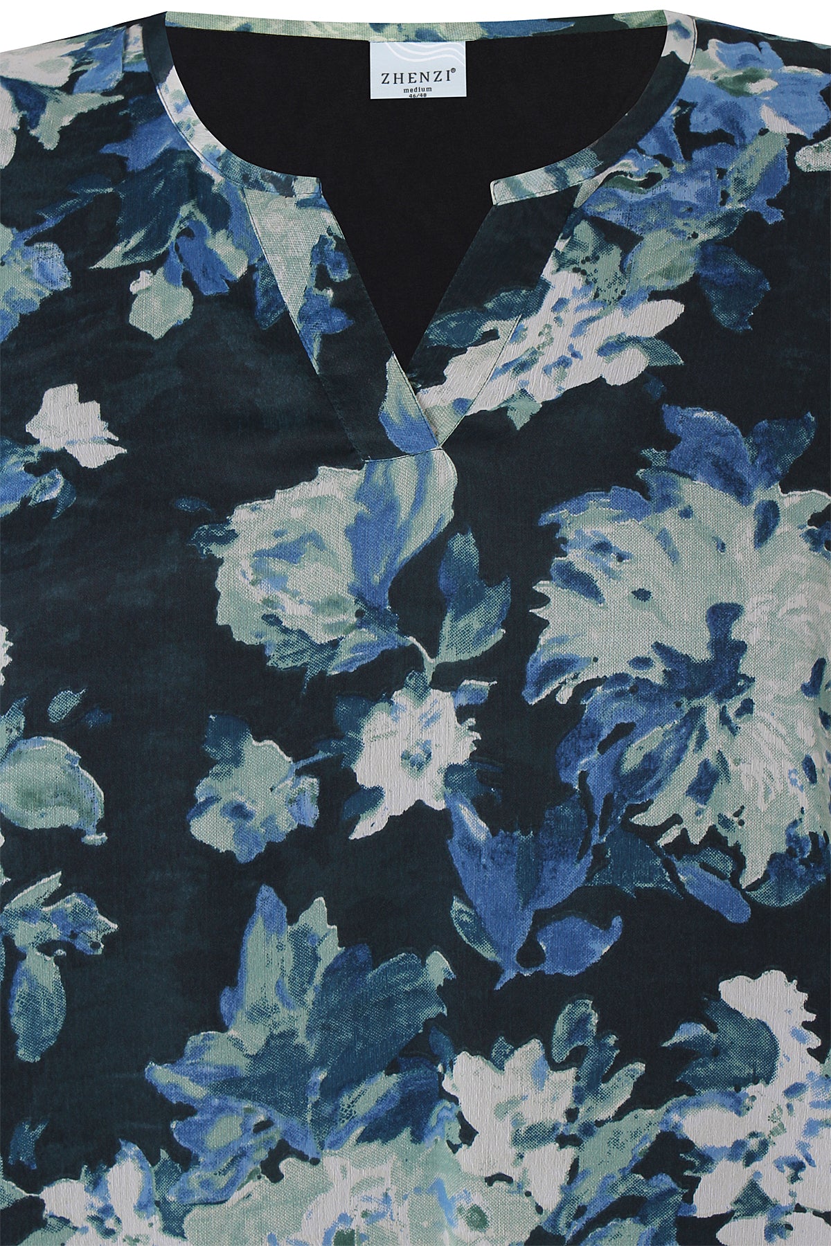 Zhenzi blouse groen blauwe print teal model Toya 1119
