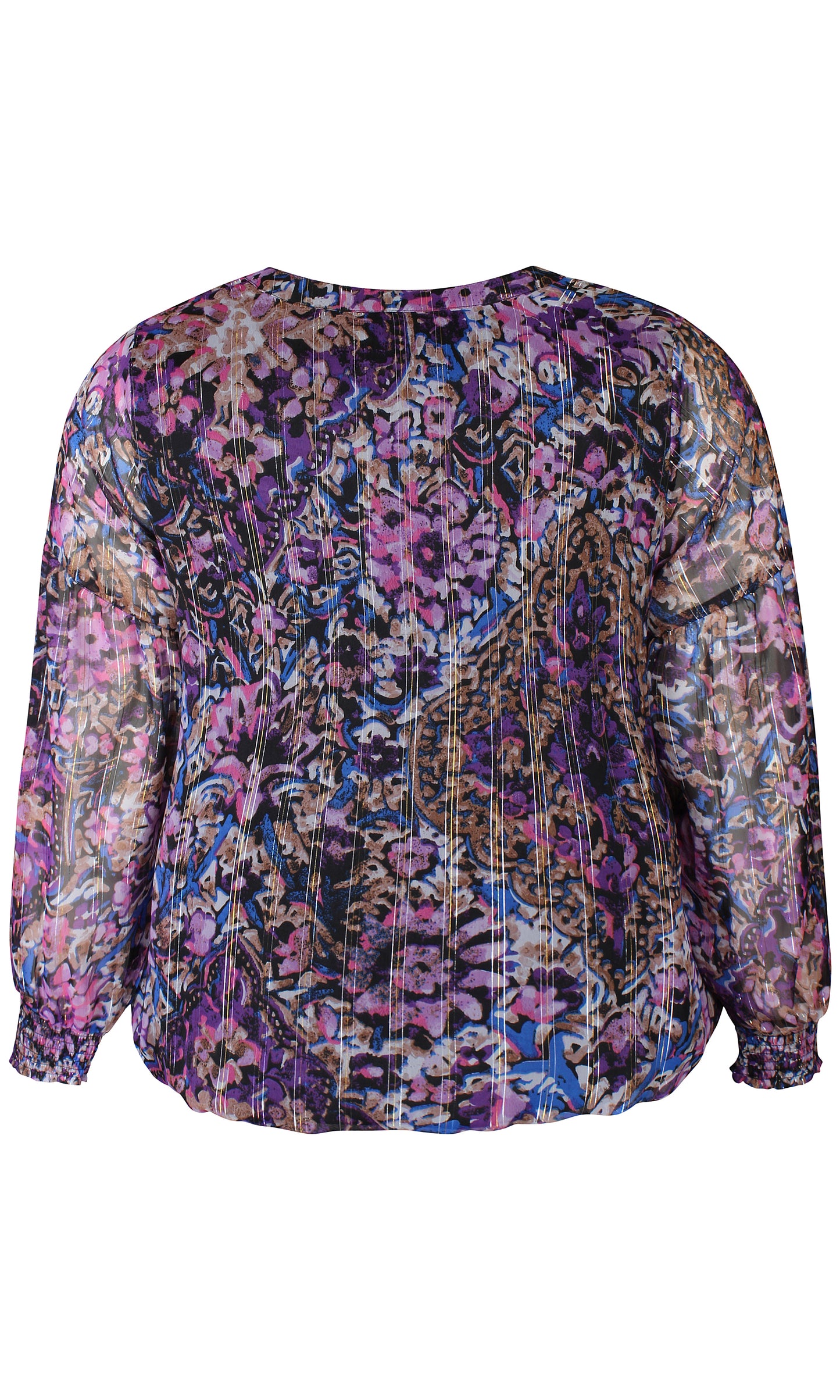 Zhenzi blouse blouson paars zwart roze blauw met lurex model Dido 200552