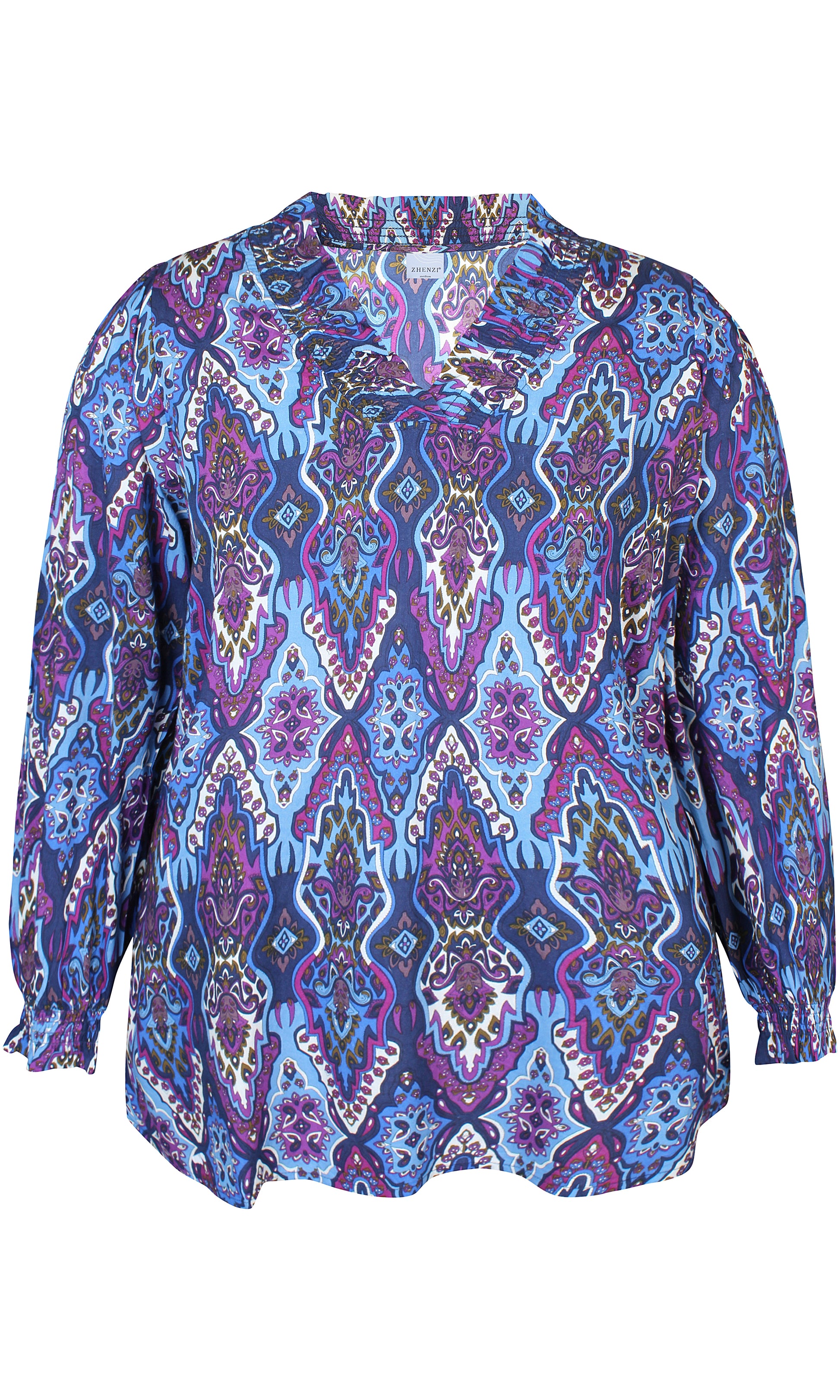 Zhenzi blouse blauw paarse paisley print model Dove 200561