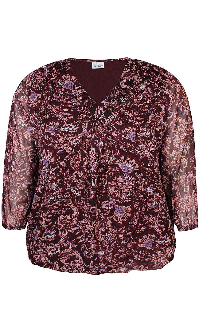 Zhenzi blouse bordeaux print model Barb