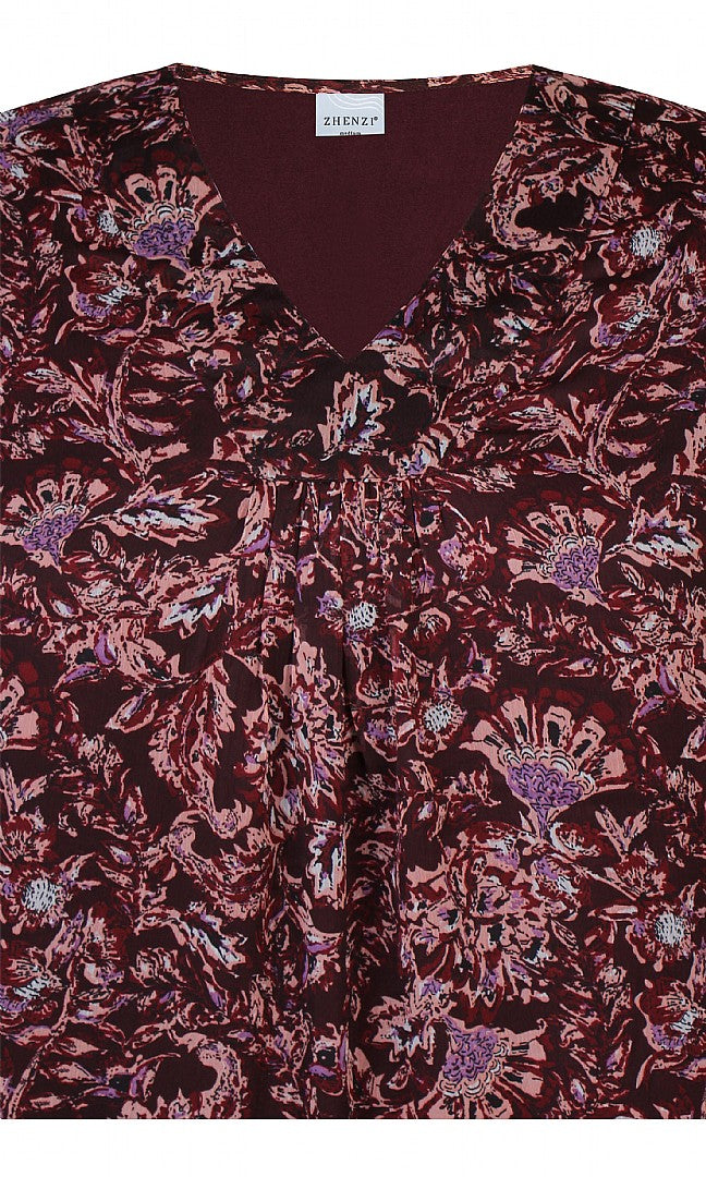 Zhenzi blouse bordeaux print model Barb