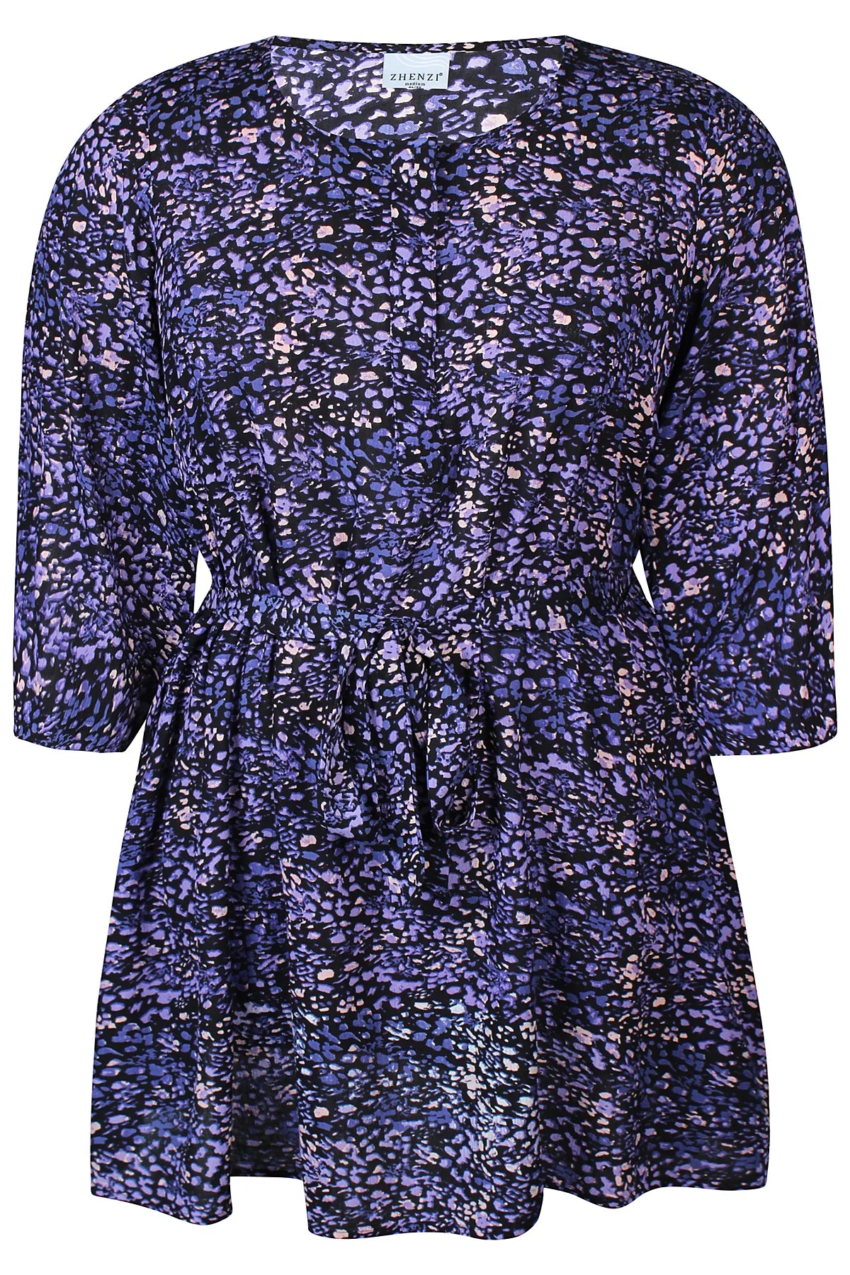 Zhenzi jurk blauw paarse print model Eula 652
