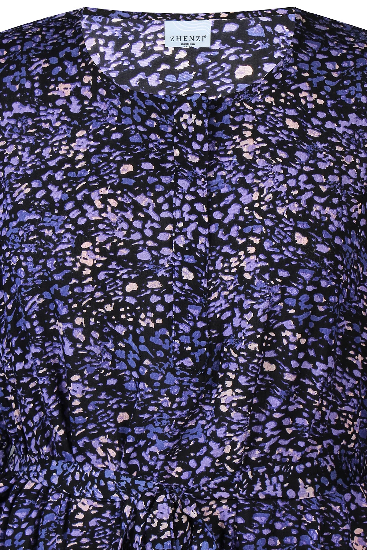 Zhenzi jurk blauw paarse print model Eula 652