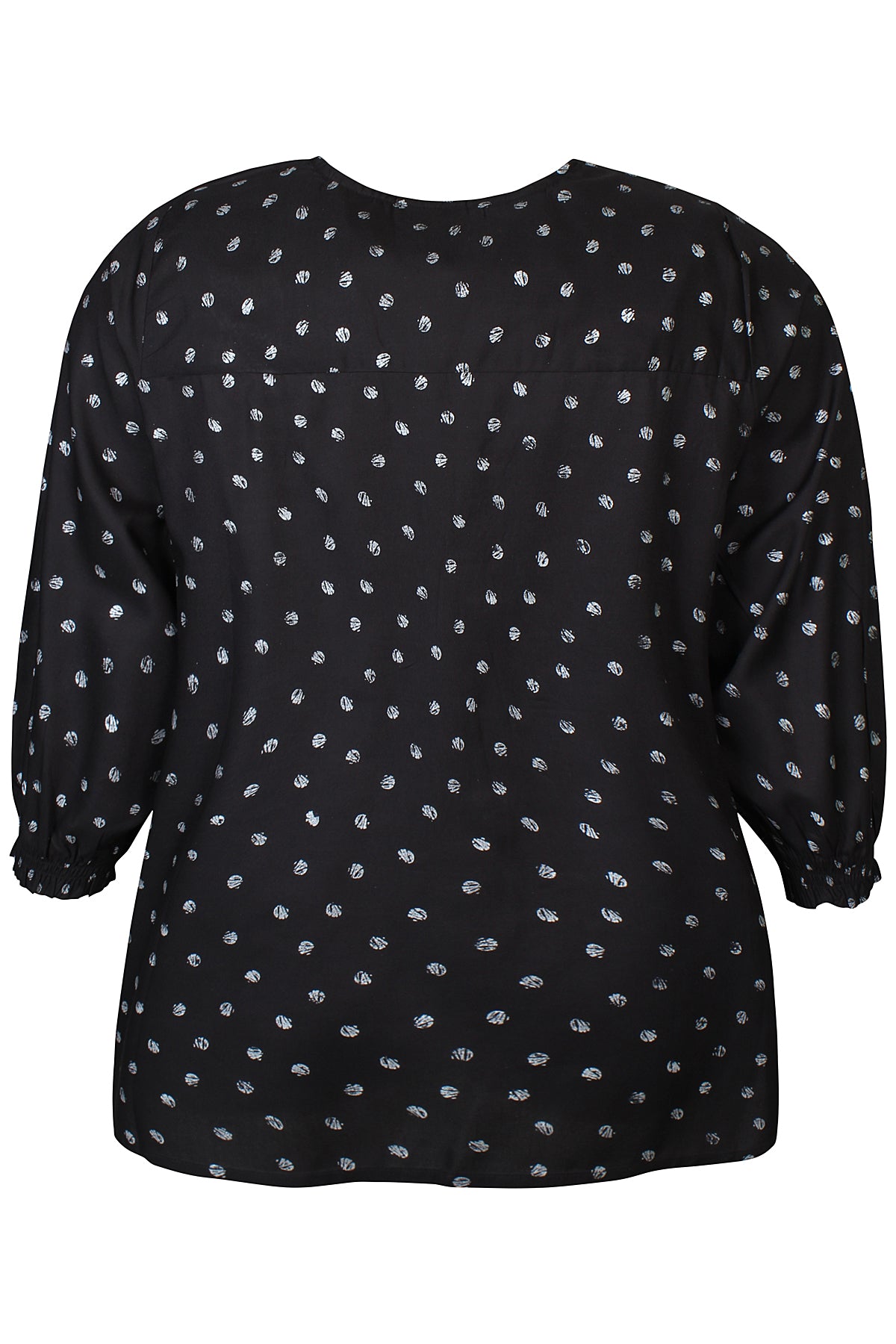 Zhenzi shirt zwart met metallic stip driekwart mouw model Vela 1128