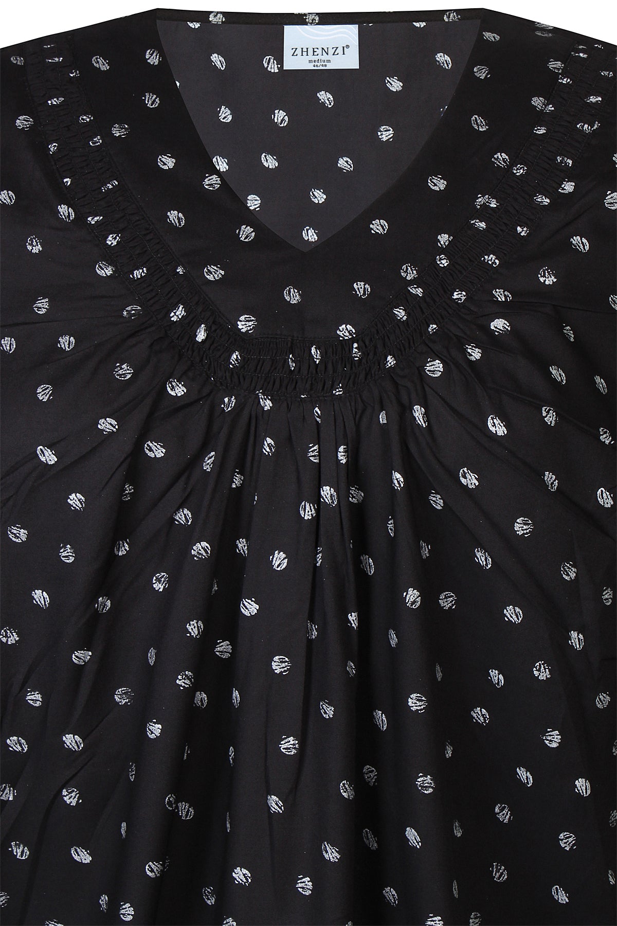 Zhenzi shirt zwart met metallic stip driekwart mouw model Vela 1128