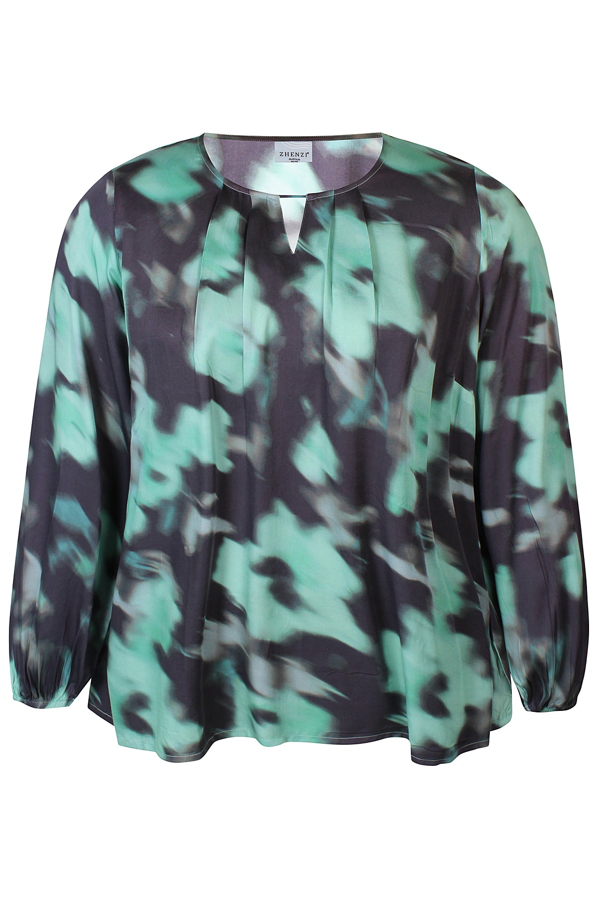 Zhenzi blouse groen zwarte print model Vera 1131