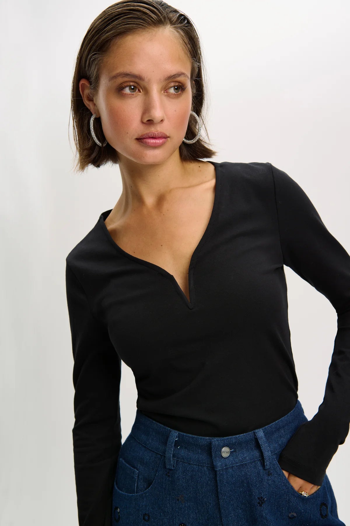 Refined Department longsleeve zwart model Zohra top black